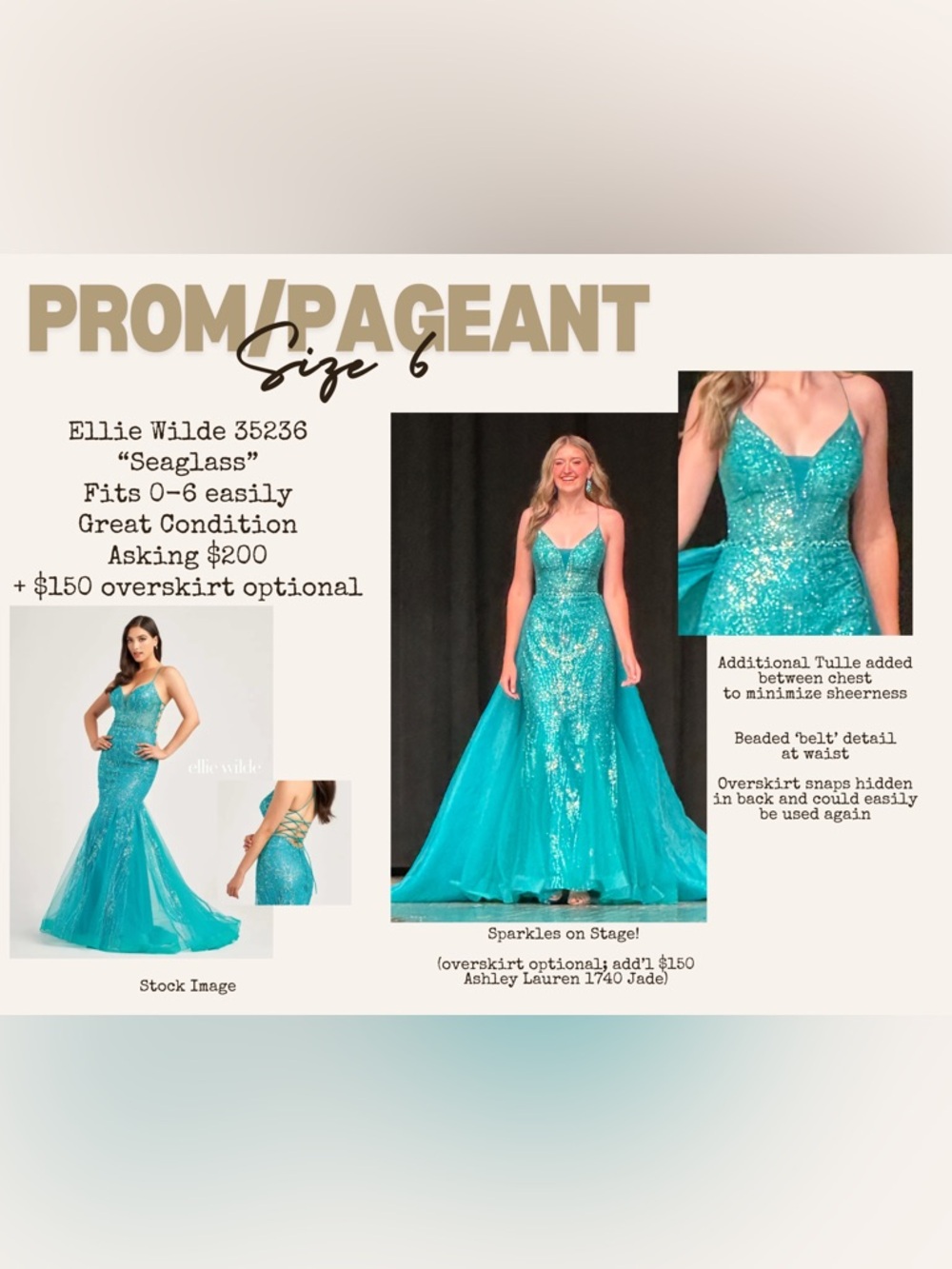 Ellie Wilde Turquoise Gown with Sparkling Details